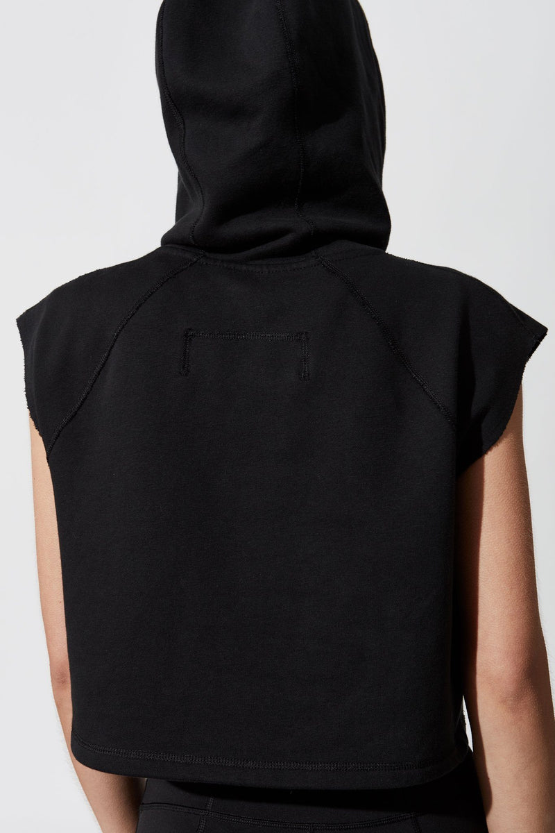 Sleeveless crop top hoodie clearance